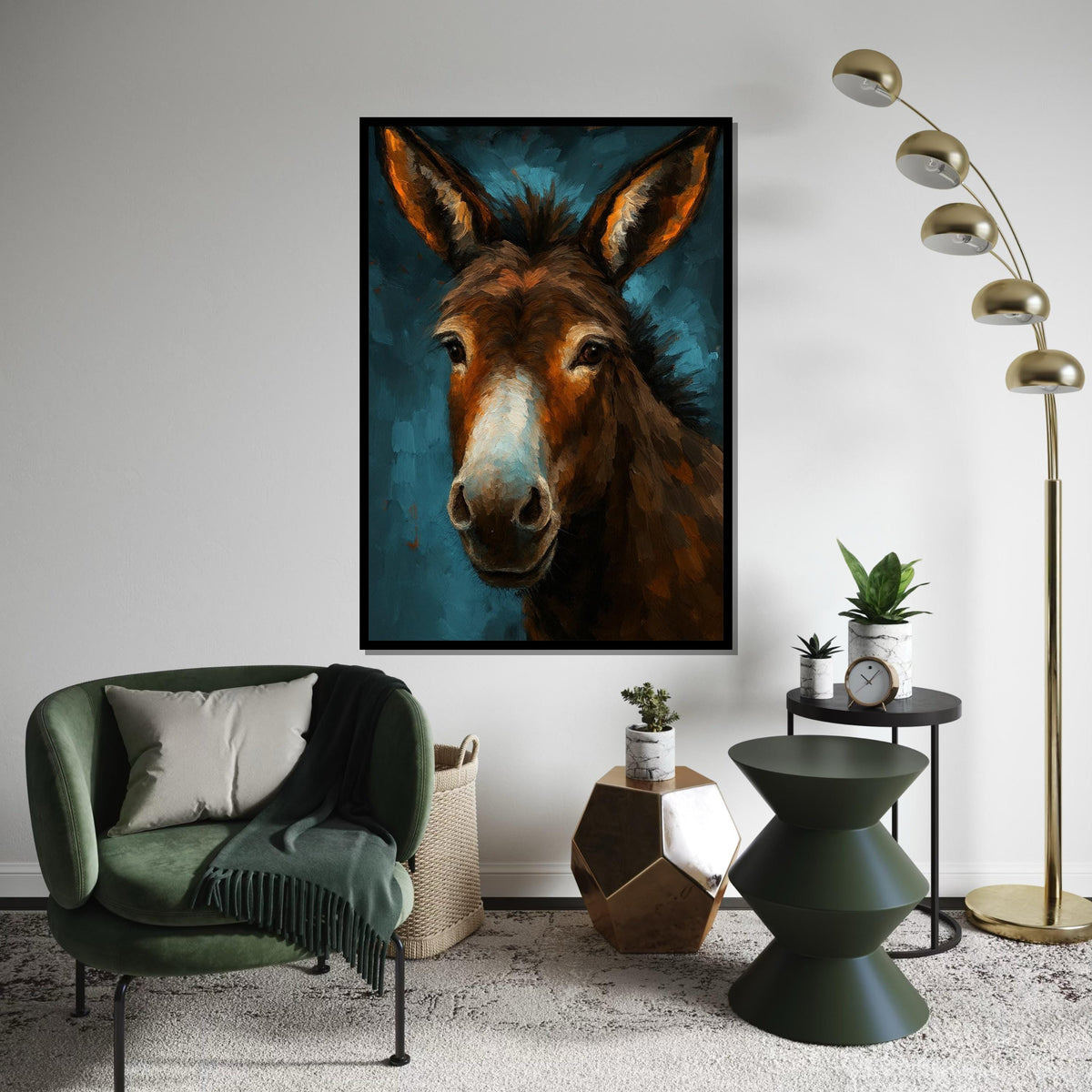Majestic Donkey Canvas, Animal Wall Art, Donkey Portrait Print, Wall Art Canvas Design, Ready to Hang Decor, Rustic Animal Art