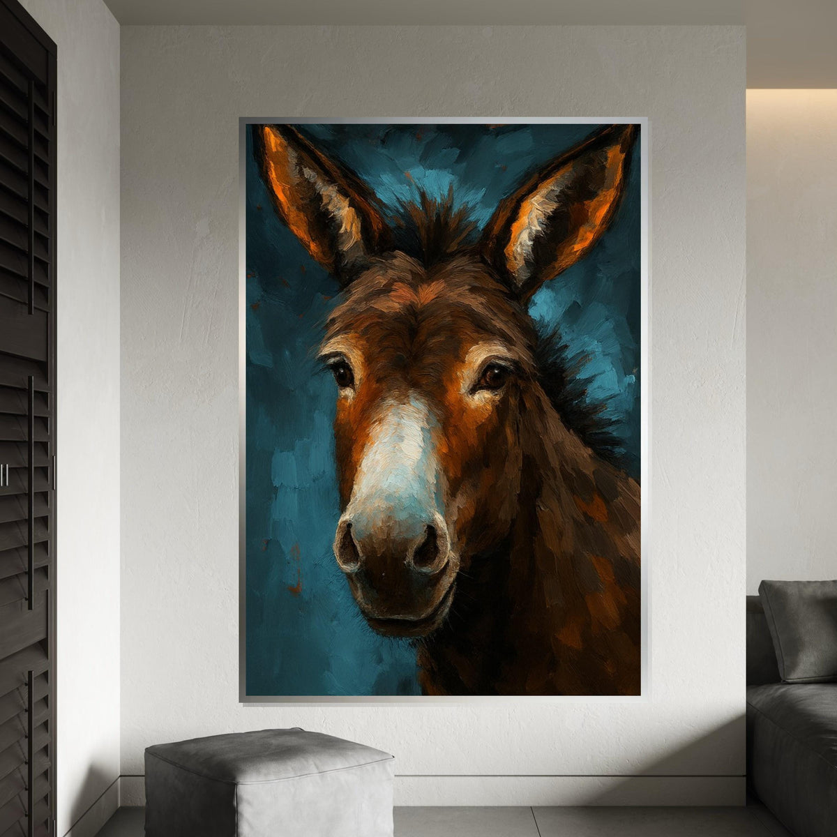 Majestic Donkey Canvas, Animal Wall Art, Donkey Portrait Print, Wall Art Canvas Design, Ready to Hang Decor, Rustic Animal Art