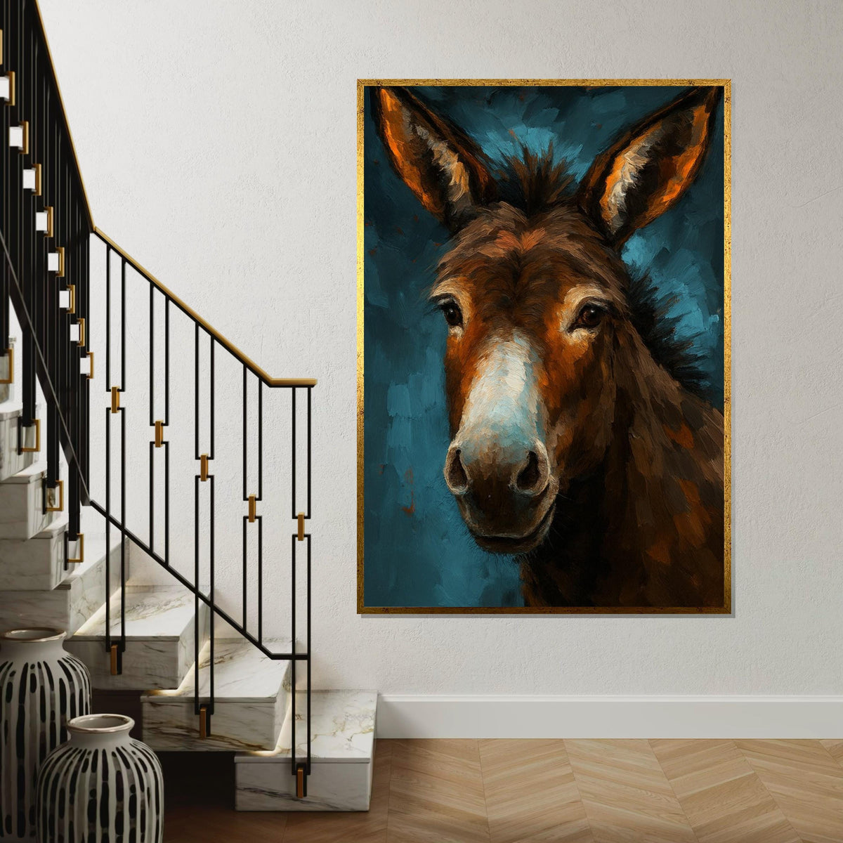 Majestic Donkey Canvas, Animal Wall Art, Donkey Portrait Print, Wall Art Canvas Design, Ready to Hang Decor, Rustic Animal Art