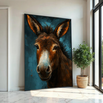 Majestic Donkey Canvas, Animal Wall Art, Donkey Portrait Print, Wall Art Canvas Design, Ready to Hang Decor, Rustic Animal Art