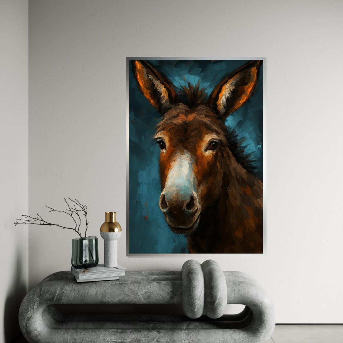 Majestic Donkey Canvas, Animal Wall Art, Donkey Portrait Print, Wall Art Canvas Design, Ready to Hang Decor, Rustic Animal Art