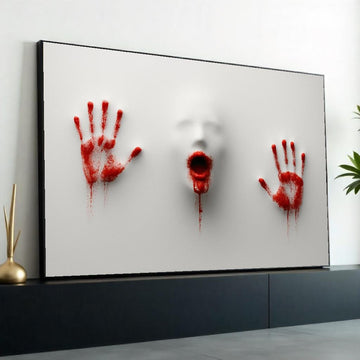 Haunting Scream Canvas, Bloody Hands Art, Abstract Horror Print,Canvas Print Wall Art, Creepy Wall Decor, Ready to Hang Canvas Design