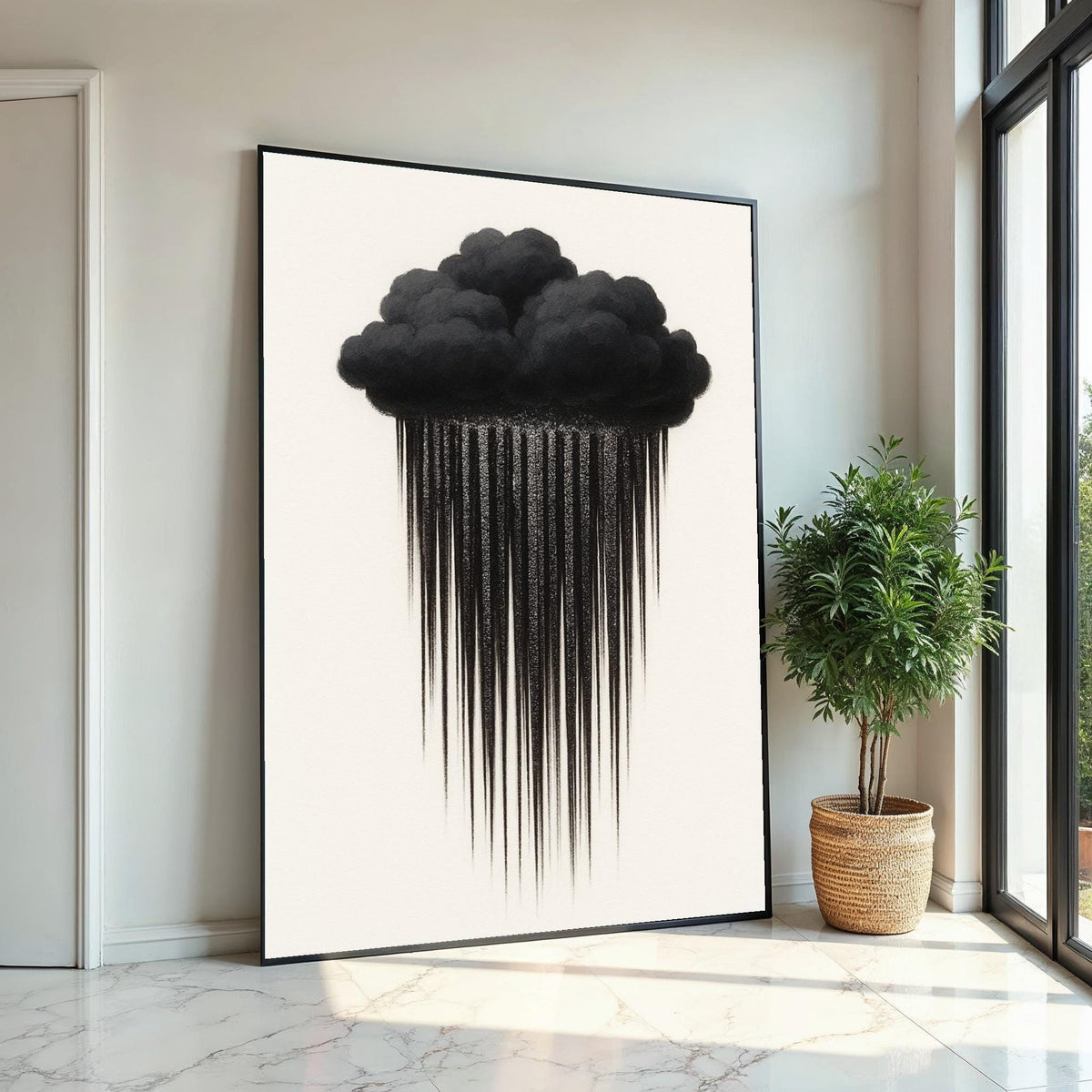 Dark Cloud Drips Canvas, Stormy Wall Art, Rain Cloud Poster, Minimalist Art, Wall Art Canvas Design, Ready To Hang Decoration