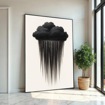 Dark Cloud Drips Canvas, Stormy Wall Art, Rain Cloud Poster, Minimalist Art, Wall Art Canvas Design, Ready To Hang Decoration