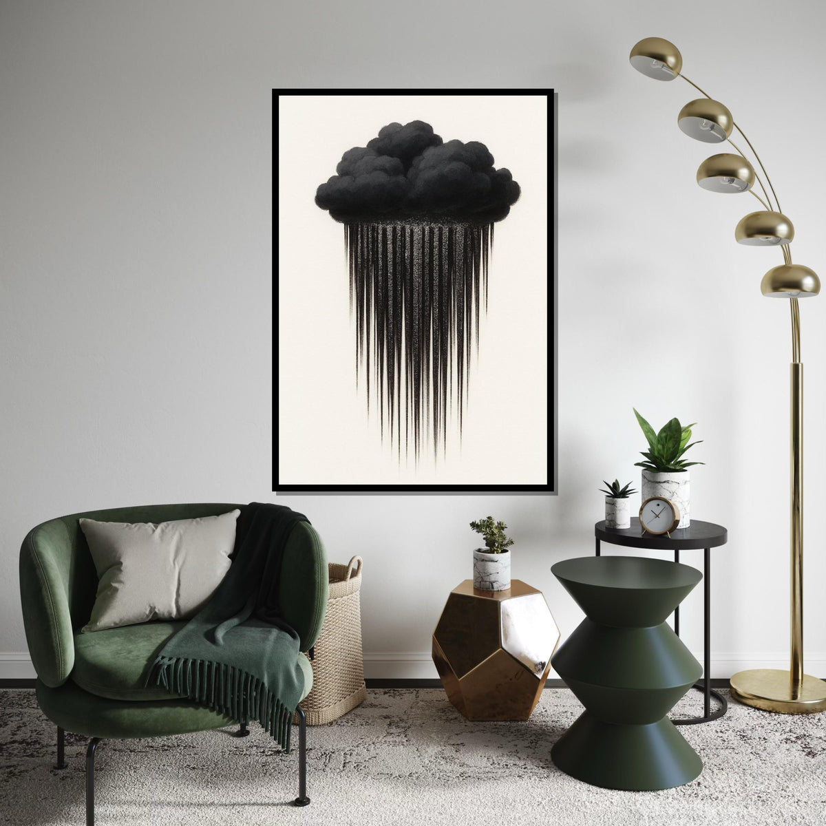 Dark Cloud Drips Canvas, Stormy Wall Art, Rain Cloud Poster, Minimalist Art, Wall Art Canvas Design, Ready To Hang Decoration