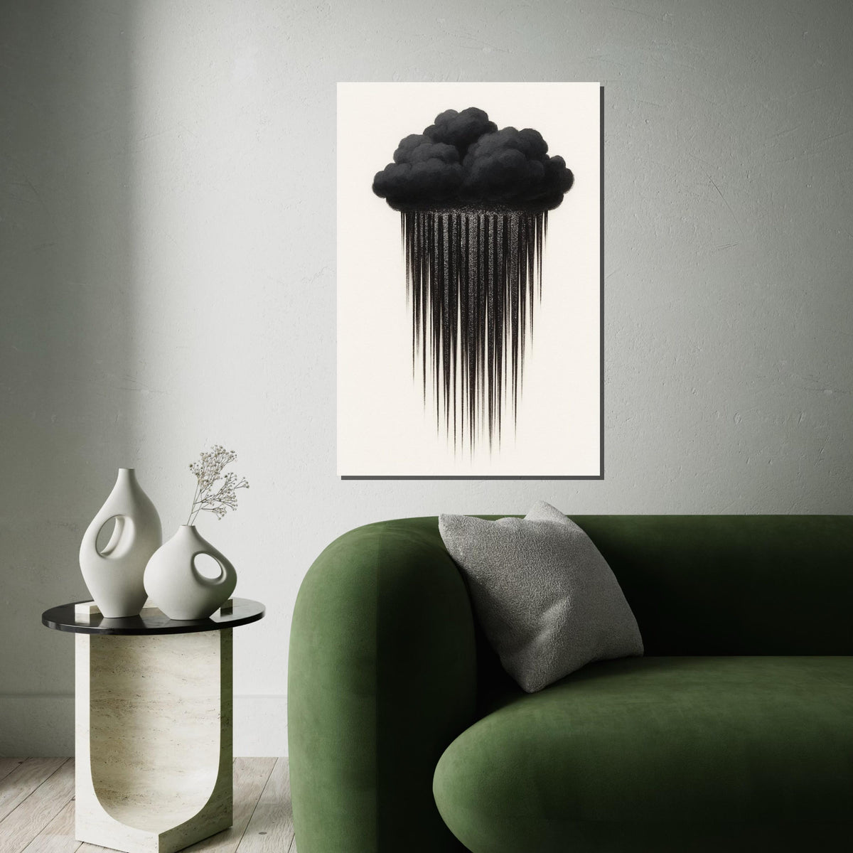 Dark Cloud Drips Canvas, Stormy Wall Art, Rain Cloud Poster, Minimalist Art, Wall Art Canvas Design, Ready To Hang Decoration