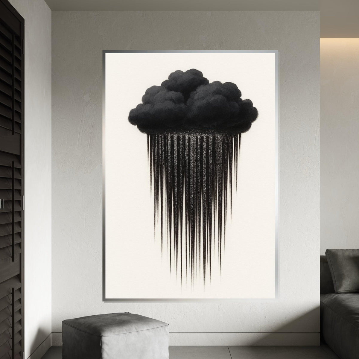 Dark Cloud Drips Canvas, Stormy Wall Art, Rain Cloud Poster, Minimalist Art, Wall Art Canvas Design, Ready To Hang Decoration