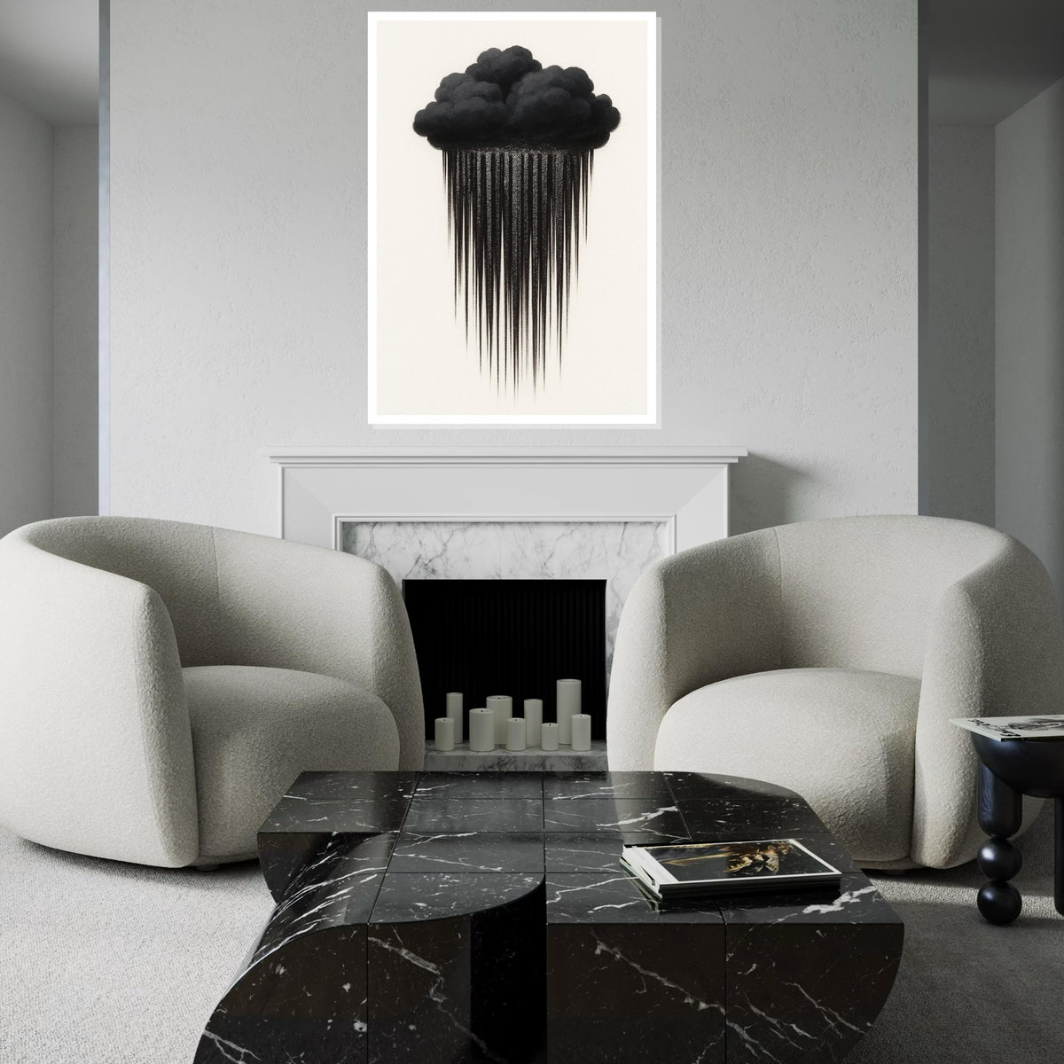 Dark Cloud Drips Canvas, Stormy Wall Art, Rain Cloud Poster, Minimalist Art, Wall Art Canvas Design, Ready To Hang Decoration