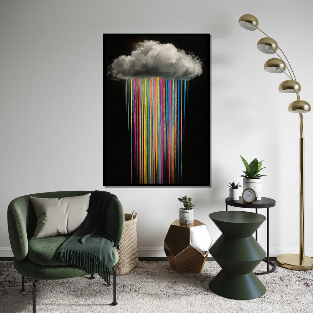 Colorful Rain Cloud Canvas, Multicolor Rain Art, Wall Art Canvas Design, Abstract Weather Poster, Ready To Hang Decoration, Gift Art
