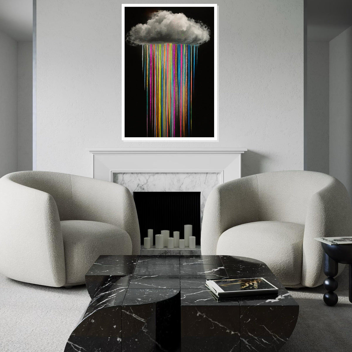 Colorful Rain Cloud Canvas, Multicolor Rain Art, Wall Art Canvas Design, Abstract Weather Poster, Ready To Hang Decoration, Gift Art