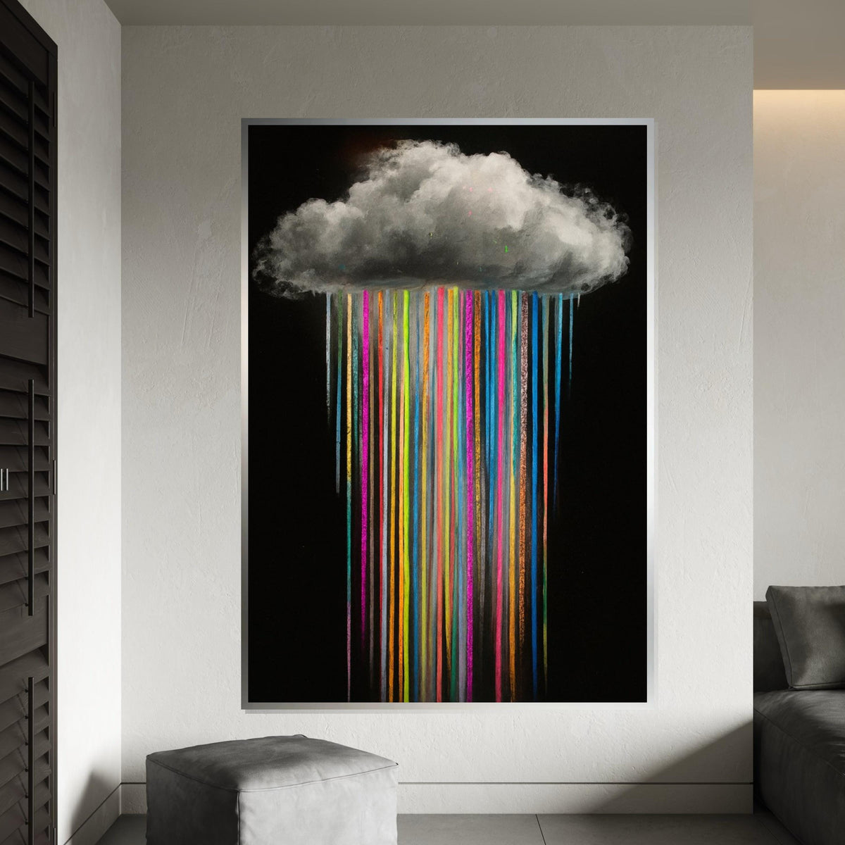 Colorful Rain Cloud Canvas, Multicolor Rain Art, Wall Art Canvas Design, Abstract Weather Poster, Ready To Hang Decoration, Gift Art