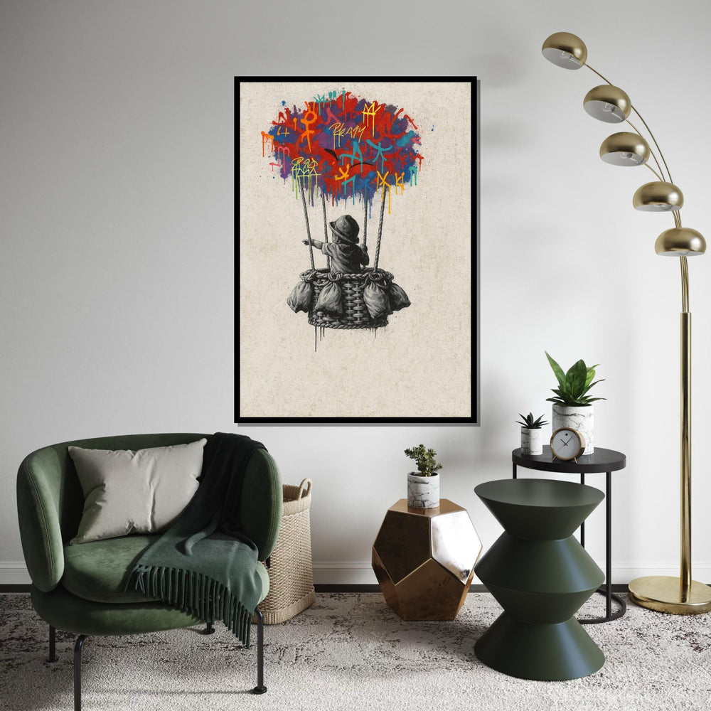New Banksy Balloon Graffiti Canvas, Banksy Style Art, Multicolor Balloon Print, Wall Art Canvas Design, Ready To Hang Decoration