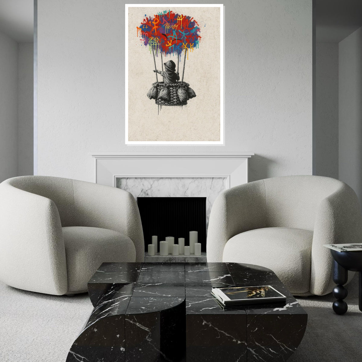 New Banksy Balloon Graffiti Canvas, Banksy Style Art, Multicolor Balloon Print, Wall Art Canvas Design, Ready To Hang Decoration