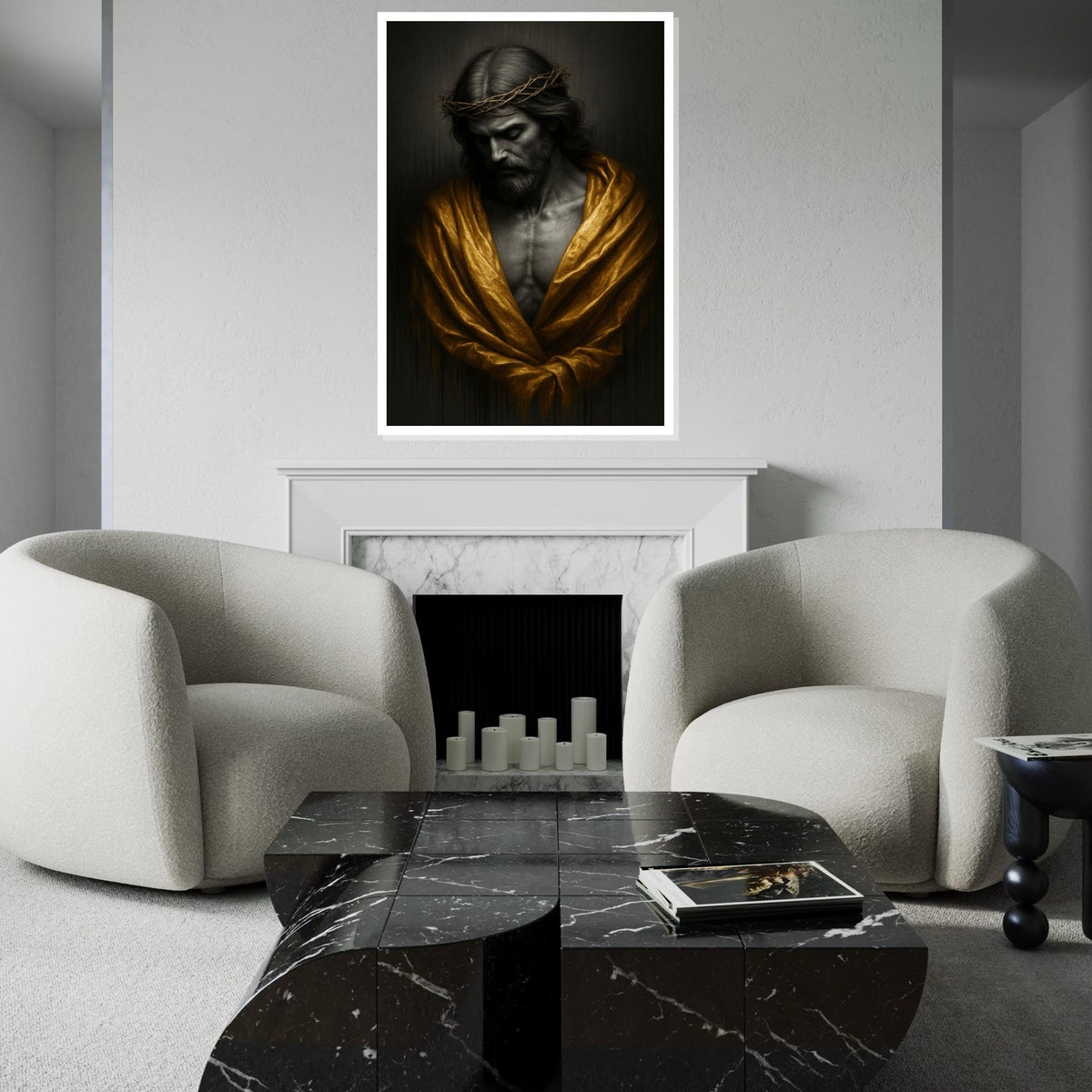 Sacred Jesus Canvas, Crown of Thorns Wall Art, Religious Golden Robe Poster, Spiritual Christian Wall Decor, Canvas Ready to Hang