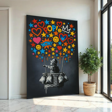Pop Art Balloon Canvas, Banksy Art, Vibrant Kid Wall Art, Banksy Inspired, Wall Art Canvas Design, Ready To Hang Decoration