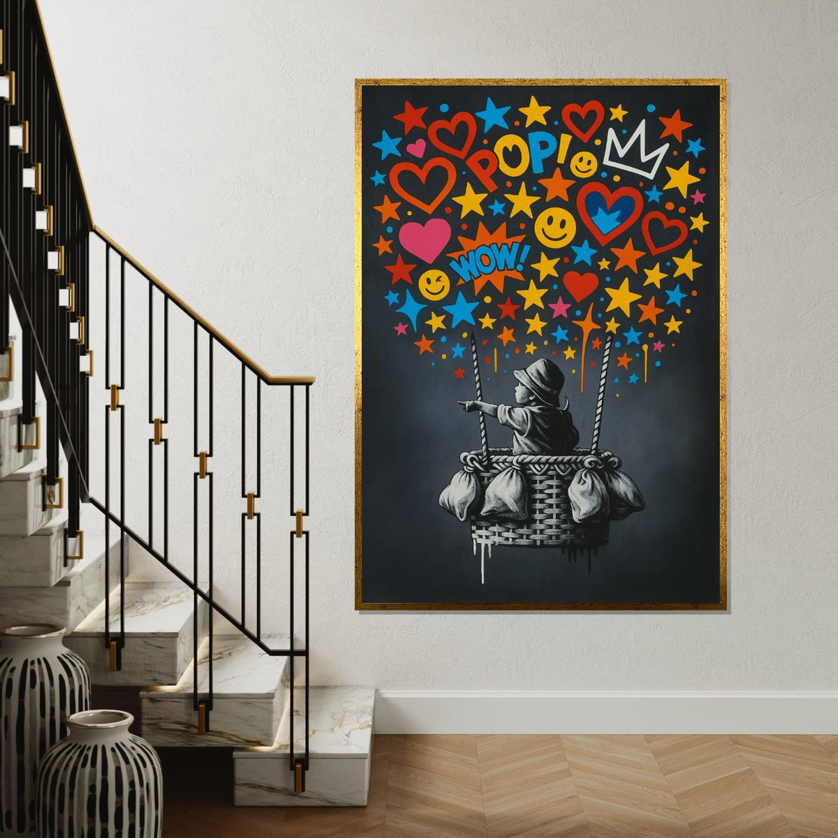 Pop Art Balloon Canvas, Banksy Art, Vibrant Kid Wall Art, Banksy Inspired, Wall Art Canvas Design, Ready To Hang Decoration