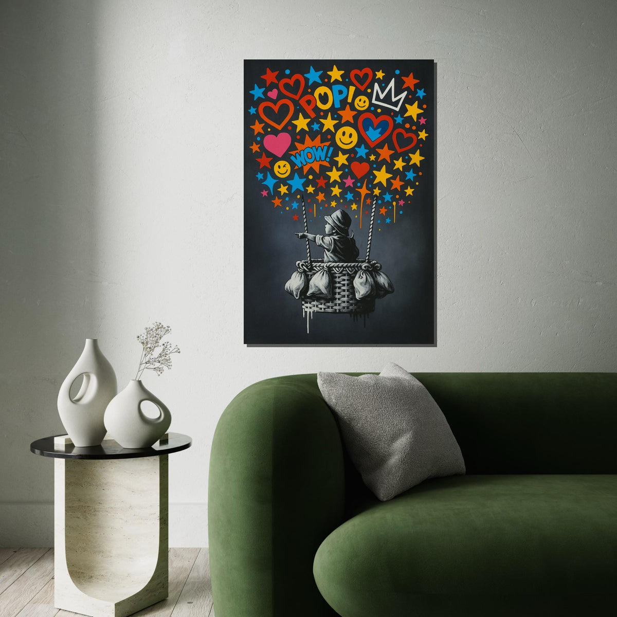 Pop Art Balloon Canvas, Banksy Art, Vibrant Kid Wall Art, Banksy Inspired, Wall Art Canvas Design, Ready To Hang Decoration