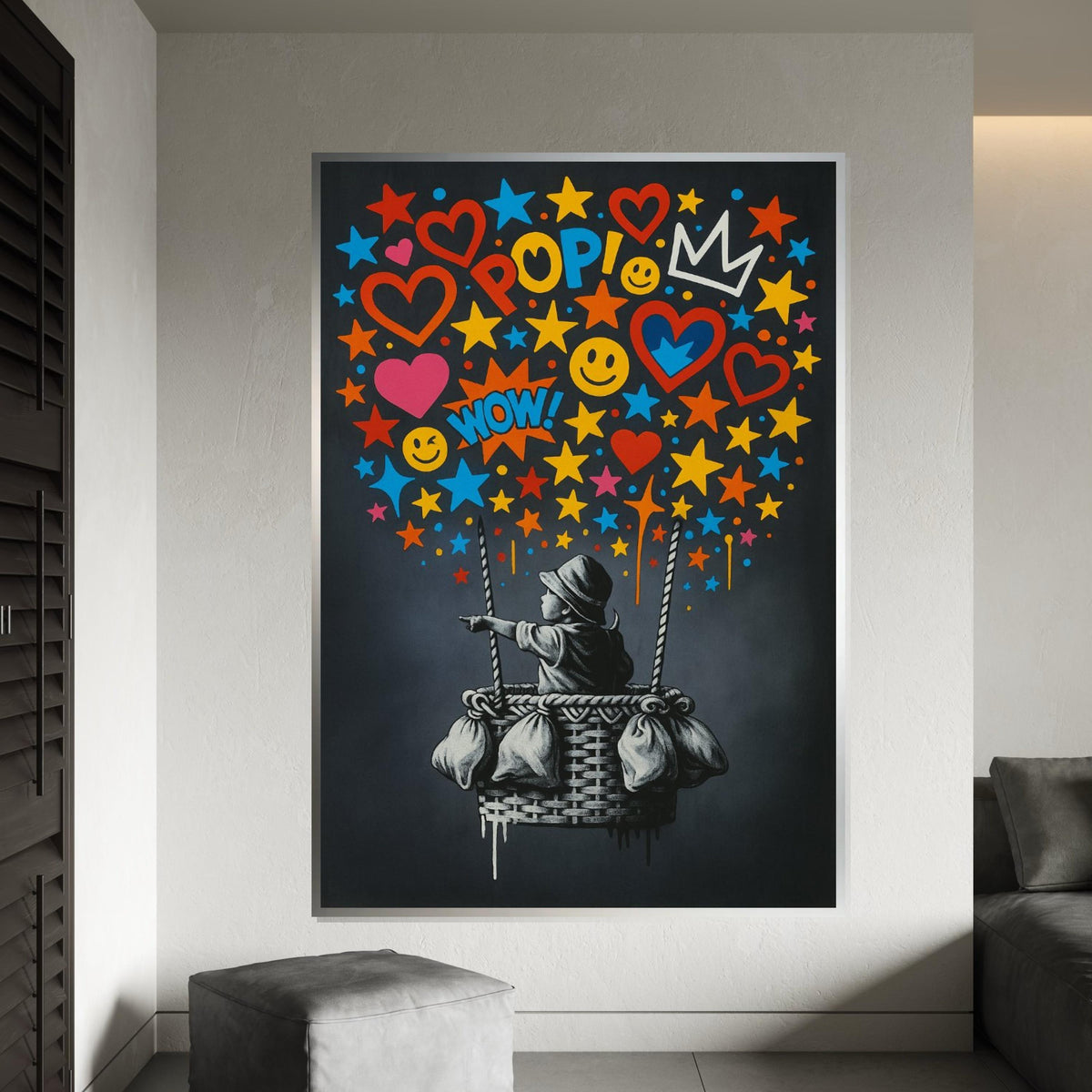 Pop Art Balloon Canvas, Banksy Art, Vibrant Kid Wall Art, Banksy Inspired, Wall Art Canvas Design, Ready To Hang Decoration