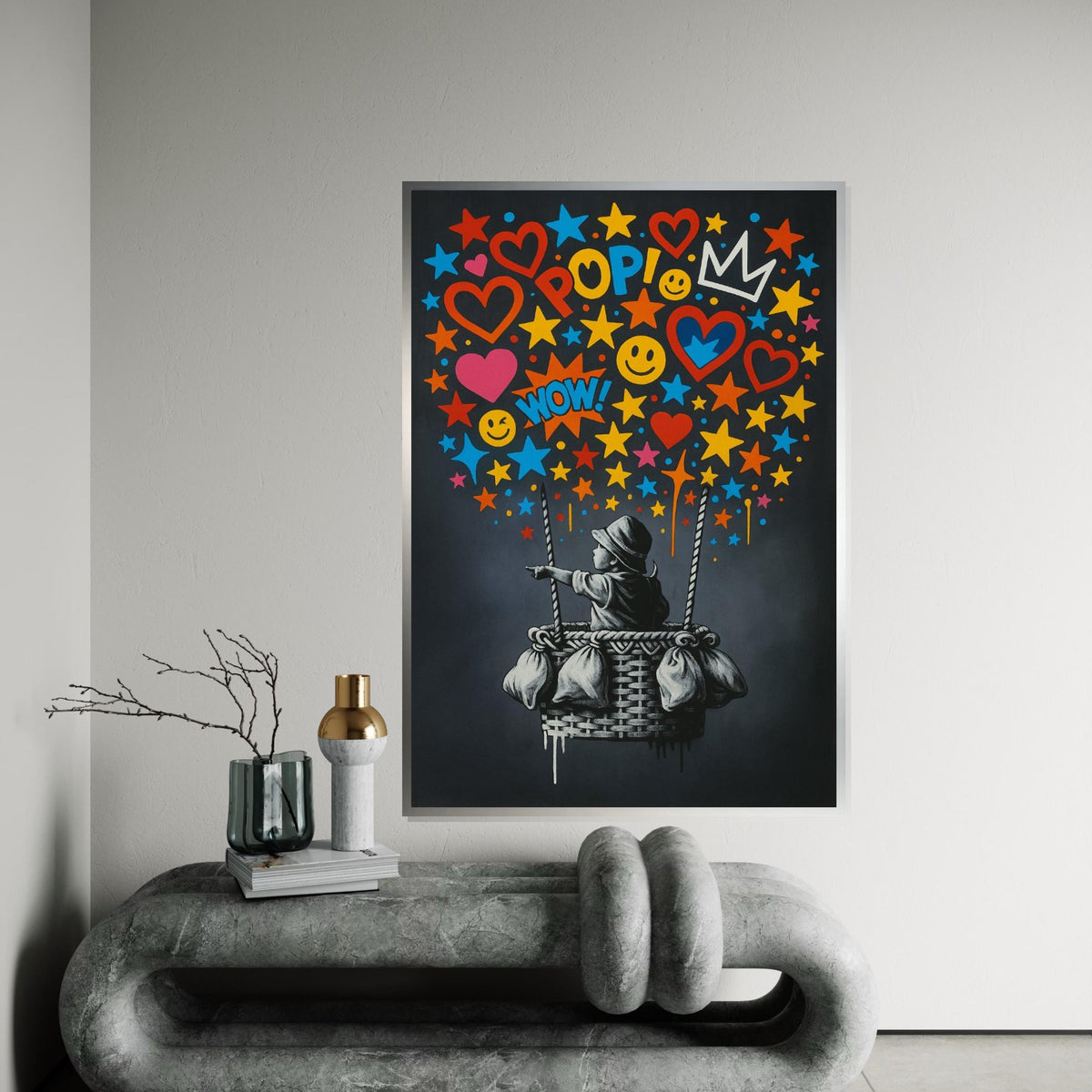 Pop Art Balloon Canvas, Banksy Art, Vibrant Kid Wall Art, Banksy Inspired, Wall Art Canvas Design, Ready To Hang Decoration