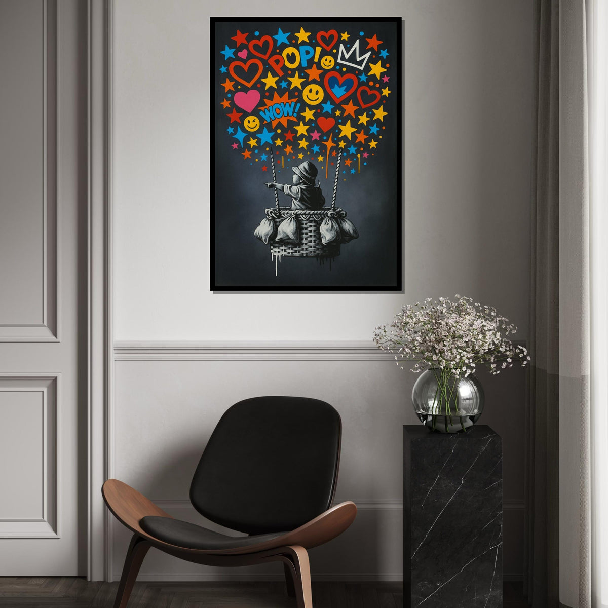Pop Art Balloon Canvas, Banksy Art, Vibrant Kid Wall Art, Banksy Inspired, Wall Art Canvas Design, Ready To Hang Decoration