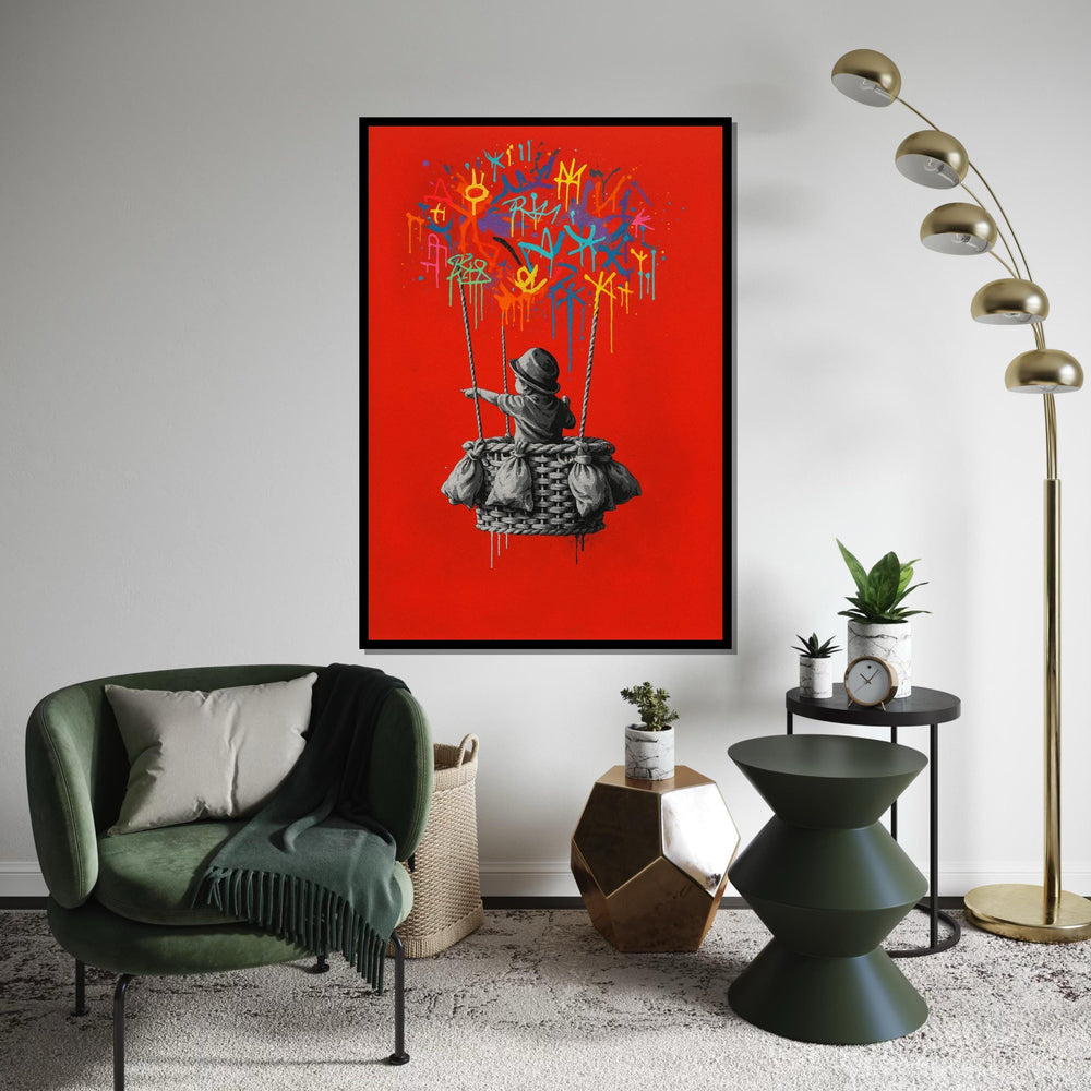 Graffiti Balloon Canvas, Banksy Wall Art, Multicolor Drip Art, Banksy Style, Urban Graffiti Art, Wall Art Canvas, Ready to Hang