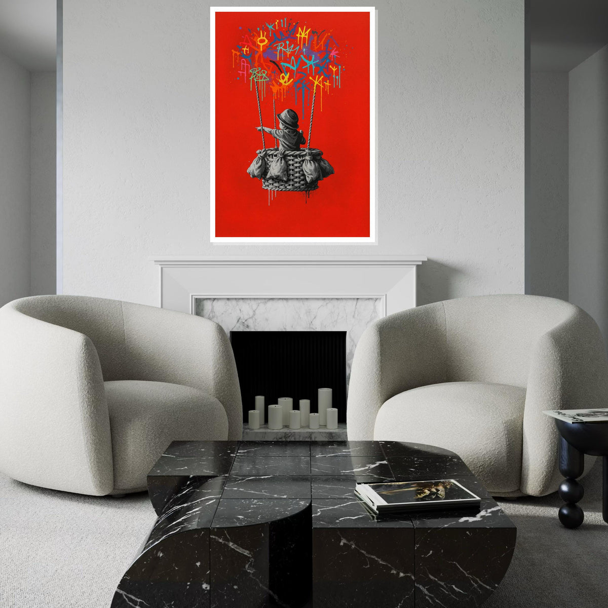 Graffiti Balloon Canvas, Banksy Wall Art, Multicolor Drip Art, Banksy Style, Urban Graffiti Art, Wall Art Canvas, Ready to Hang