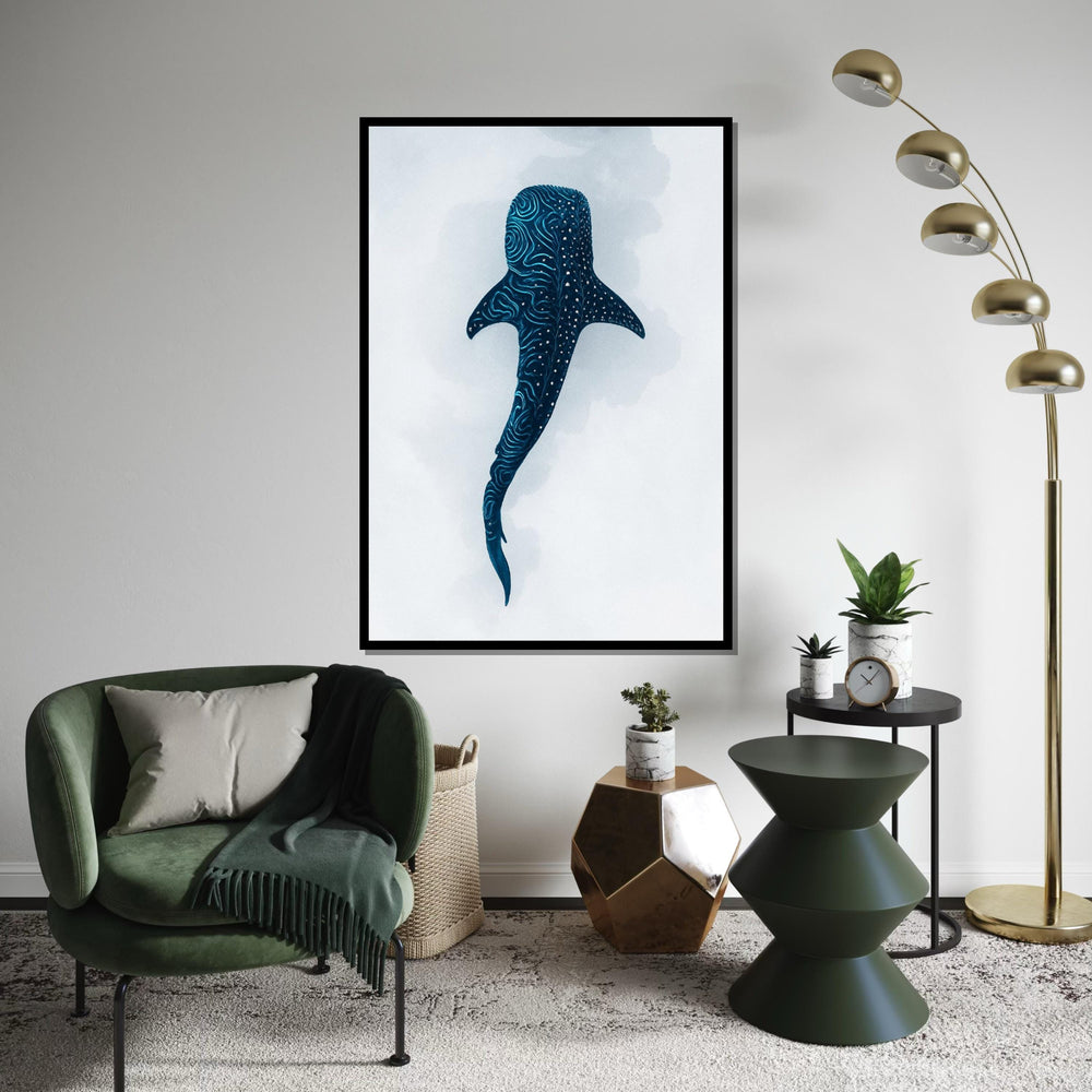 Majestic Whale Shark Canvas, Marine Life Wall Art, Aquatic Creature Print, Ocean Poster, Wall Art Canvas Design, Ready To Hang Decoration