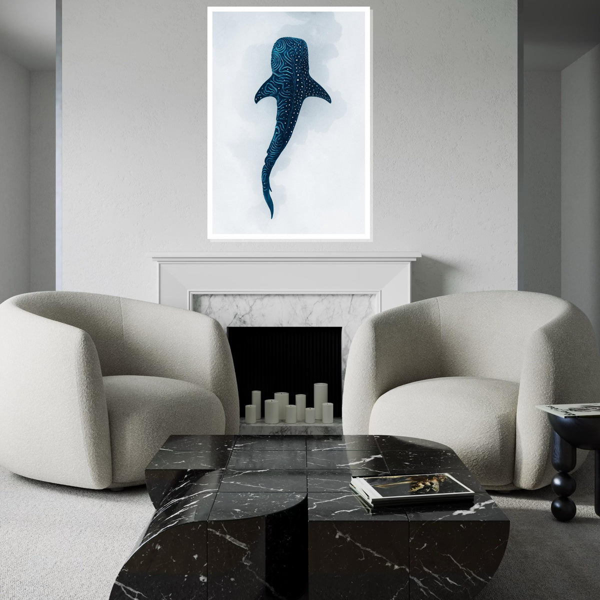 Majestic Whale Shark Canvas, Marine Life Wall Art, Aquatic Creature Print, Ocean Poster, Wall Art Canvas Design, Ready To Hang Decoration