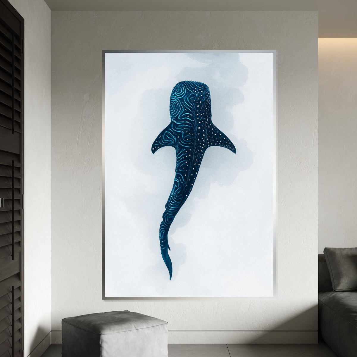 Majestic Whale Shark Canvas, Marine Life Wall Art, Aquatic Creature Print, Ocean Poster, Wall Art Canvas Design, Ready To Hang Decoration