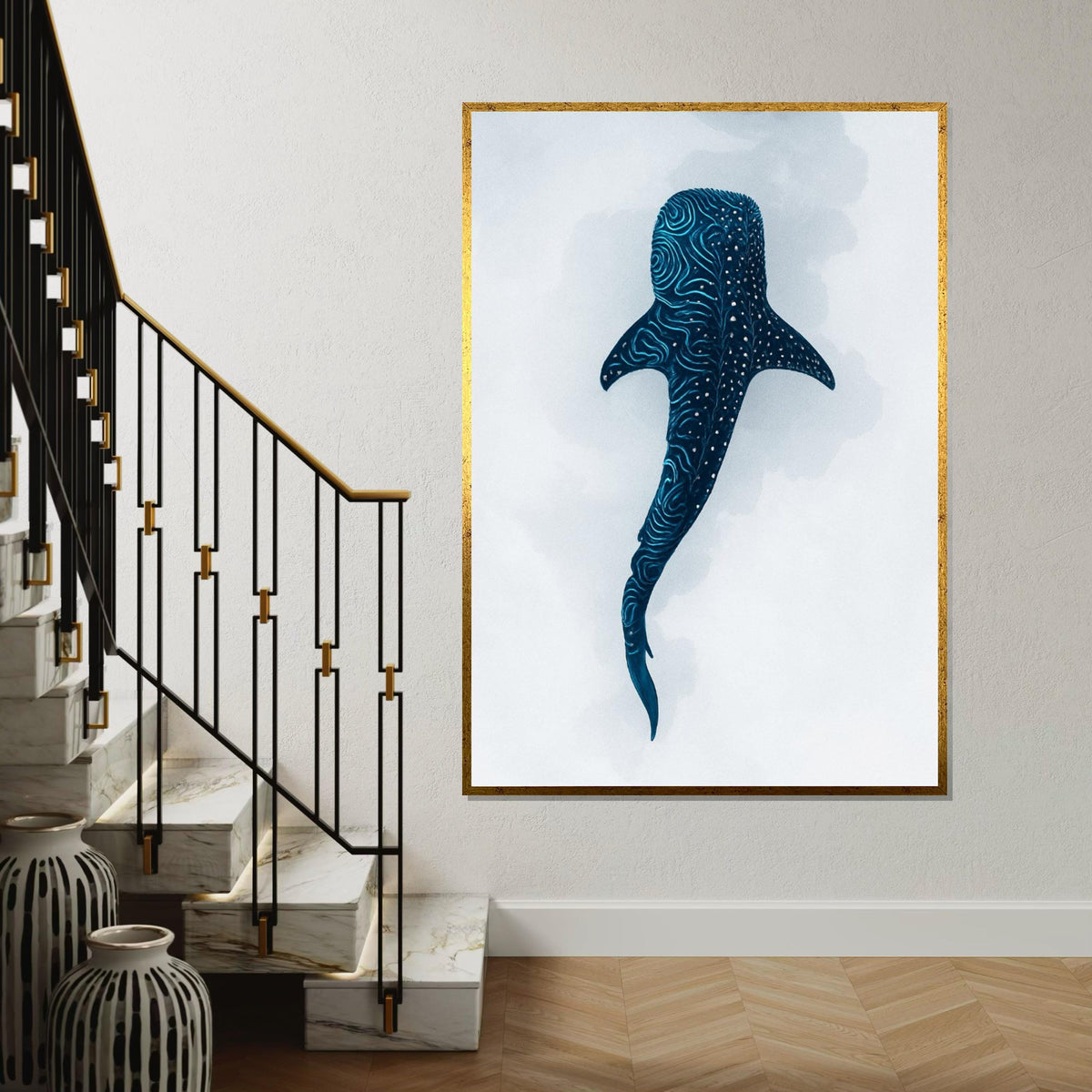 Majestic Whale Shark Canvas, Marine Life Wall Art, Aquatic Creature Print, Ocean Poster, Wall Art Canvas Design, Ready To Hang Decoration