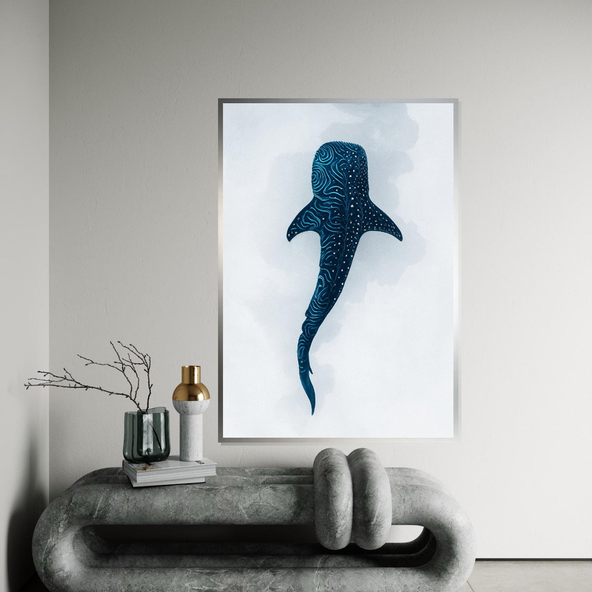 Majestic Whale Shark Canvas, Marine Life Wall Art, Aquatic Creature Print, Ocean Poster, Wall Art Canvas Design, Ready To Hang Decoration