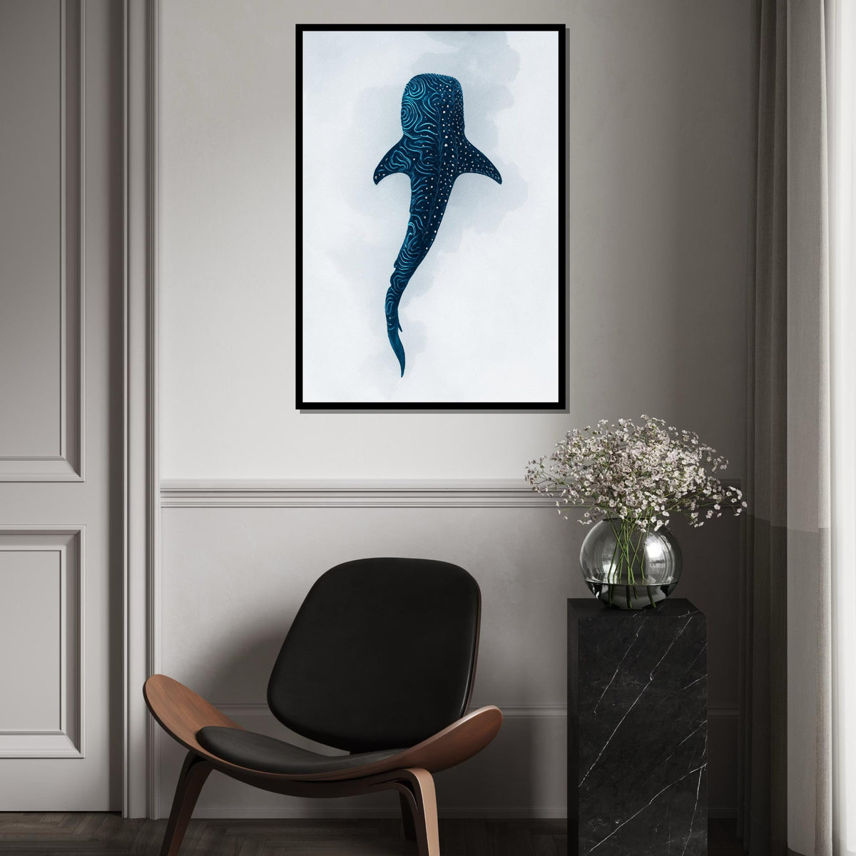 Majestic Whale Shark Canvas, Marine Life Wall Art, Aquatic Creature Print, Ocean Poster, Wall Art Canvas Design, Ready To Hang Decoration