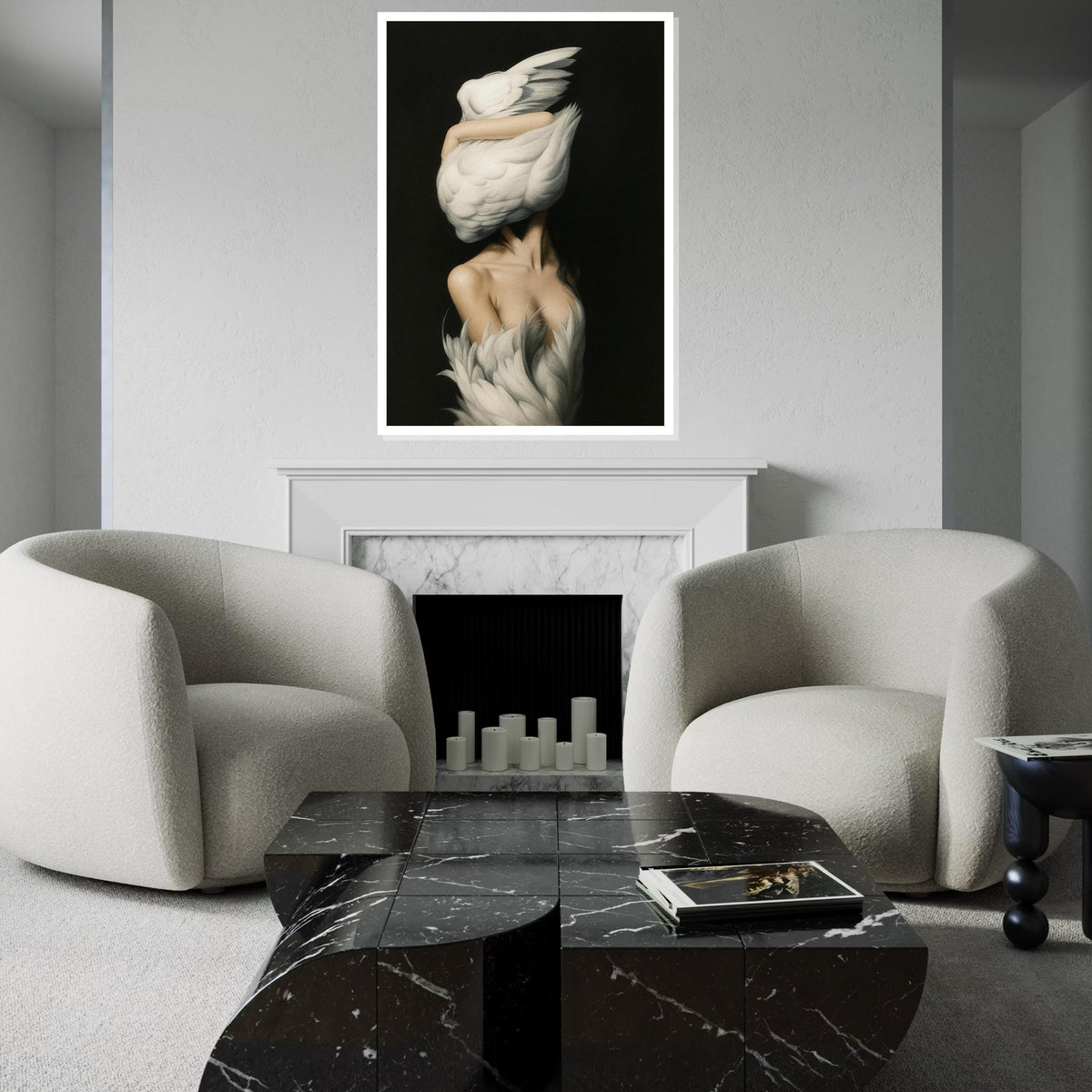Elegant Swan Embrace Canvas, Swan Woman Wall Art, Surreal Art Print, Wall Art Canvas Design, Ready To Hang Decoration, Gift Art