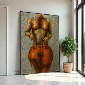 Cello Woman Canvas, Musical Body Art, Surreal Instrument Canvas, Wall Art Canvas Design, Ready To Hang Decoration, Music Art