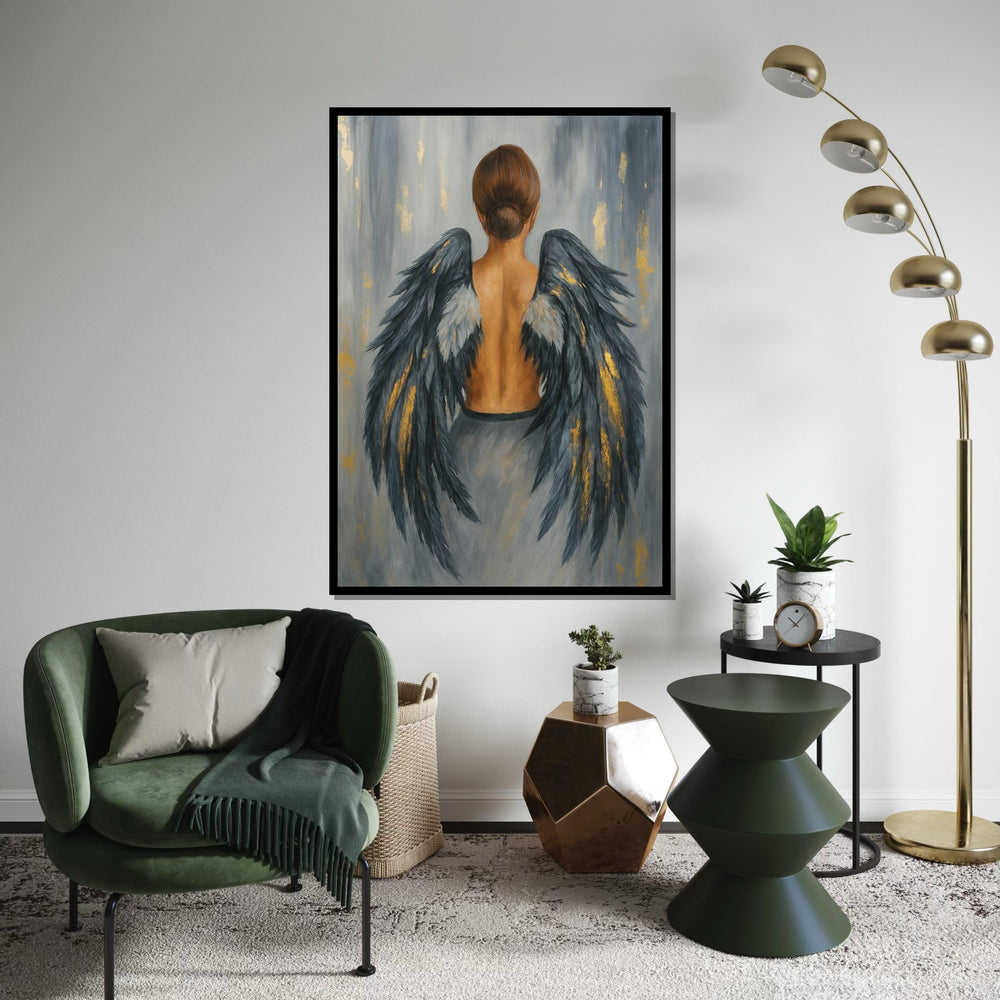 Angel Wings Canvas, Woman Art, Ethereal Back Portrait, Winged Lady Art, Wall Art Canvas Design, Ready To Hang Elegant Home Decor