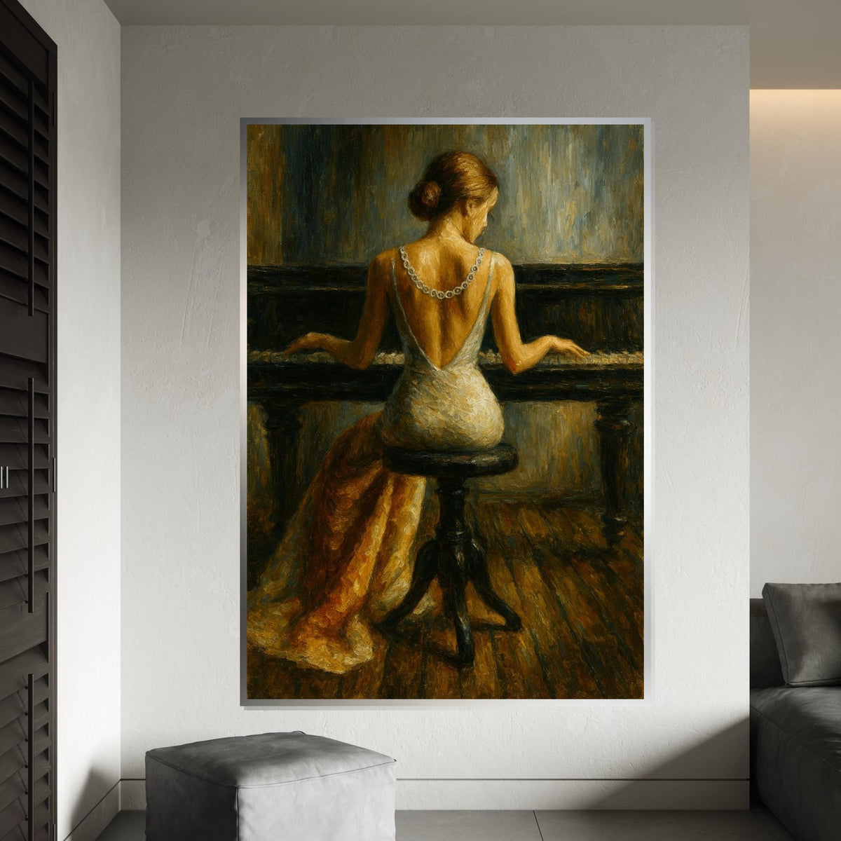 Elegant Pianist Canvas Art, Woman Playing Piano Wall Art, Classical Music Decor, Wall Art Canvas Design, Ready To Hang Decoration