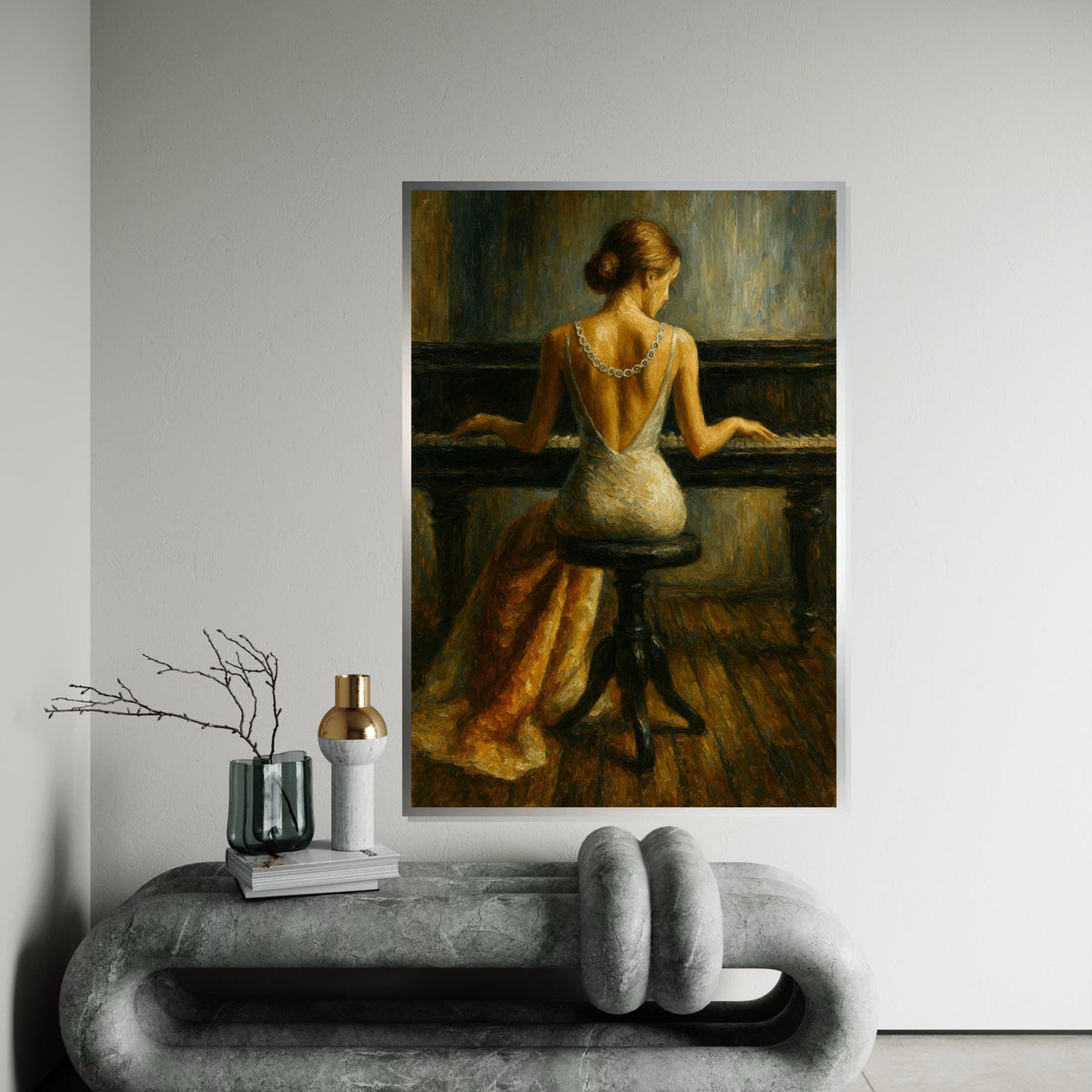Elegant Pianist Canvas Art, Woman Playing Piano Wall Art, Classical Music Decor, Wall Art Canvas Design, Ready To Hang Decoration
