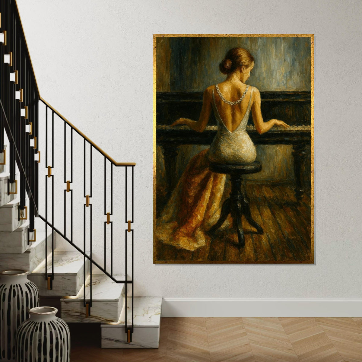 Elegant Pianist Canvas Art, Woman Playing Piano Wall Art, Classical Music Decor, Wall Art Canvas Design, Ready To Hang Decoration