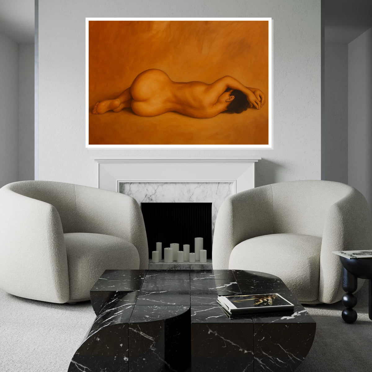 Reclining Nude Canvas, Abstract Body Art, Wall Art Canvas Design, Minimalist Nude Poster, Framed Canvas Ready to Hang Decoration