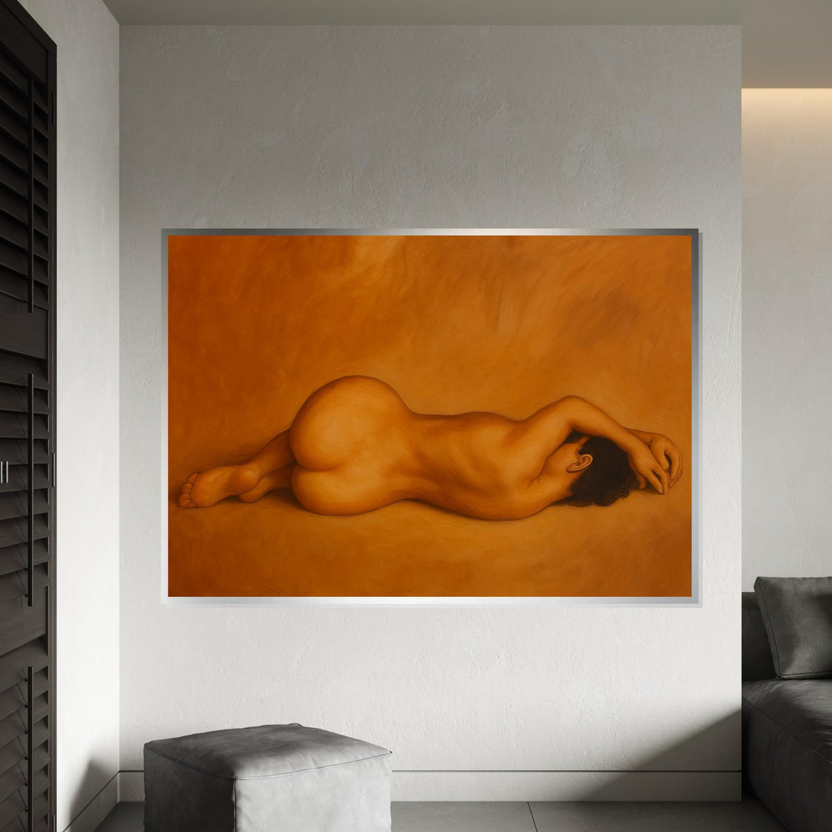 Reclining Nude Canvas, Abstract Body Art, Wall Art Canvas Design, Minimalist Nude Poster, Framed Canvas Ready to Hang Decoration