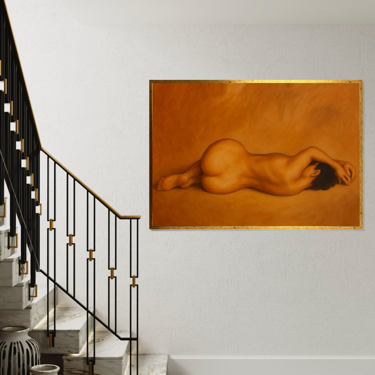 Reclining Nude Canvas, Abstract Body Art, Wall Art Canvas Design, Minimalist Nude Poster, Framed Canvas Ready to Hang Decoration