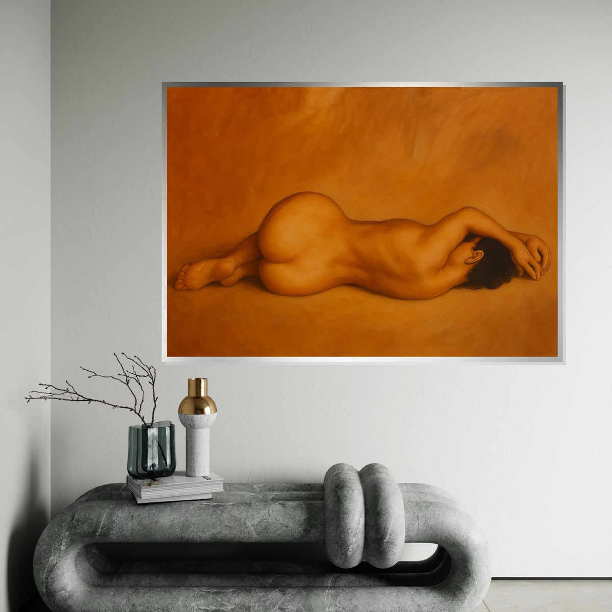 Reclining Nude Canvas, Abstract Body Art, Wall Art Canvas Design, Minimalist Nude Poster, Framed Canvas Ready to Hang Decoration