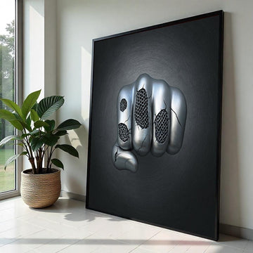 Metal Fist Canvas, Industrial Wall Art, Cracked Texture Design, Modern Art Canvas, Wall Art Canvas Design, Ready To Hang Decoration