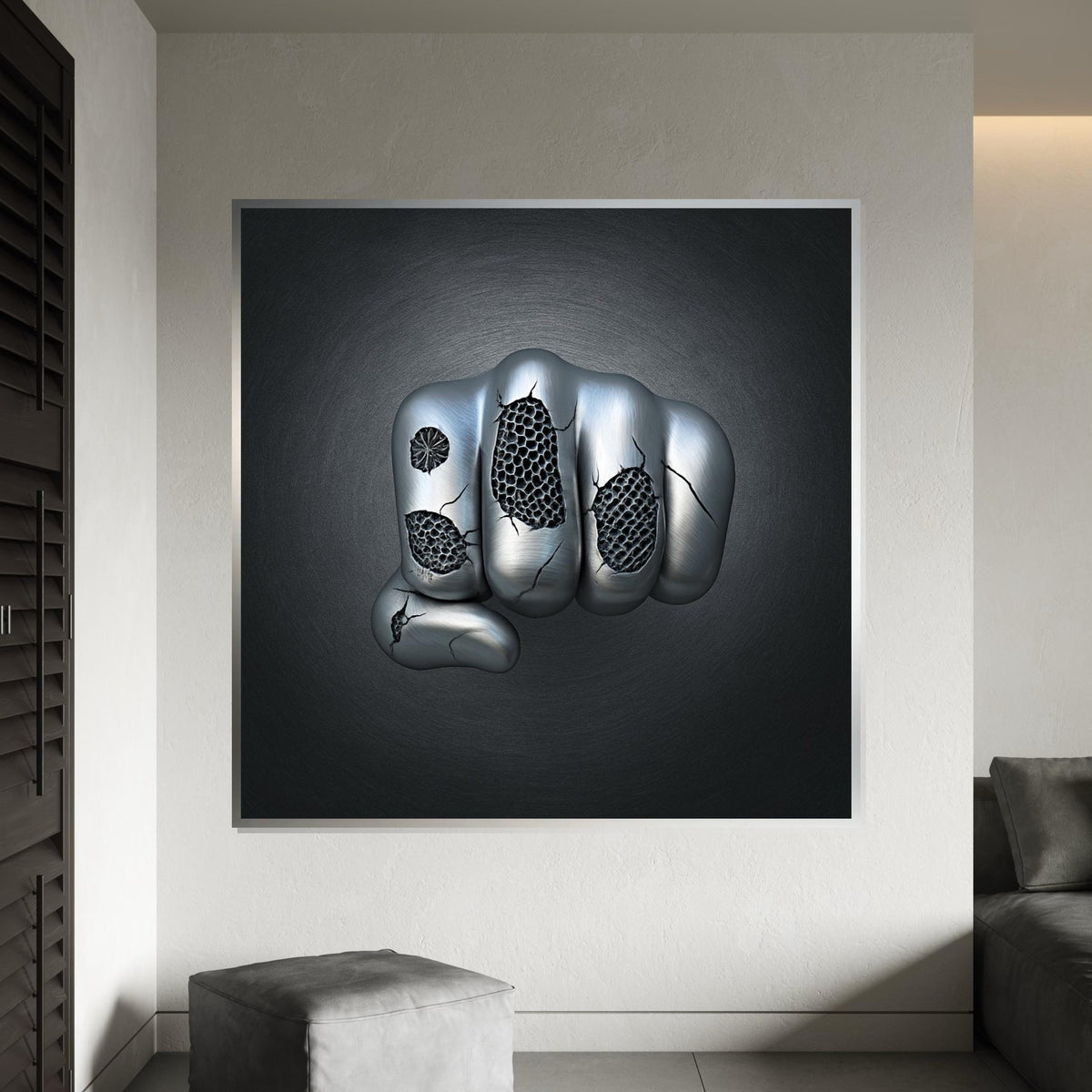 Metal Fist Canvas, Industrial Wall Art, Cracked Texture Design, Modern Art Canvas, Wall Art Canvas Design, Ready To Hang Decoration
