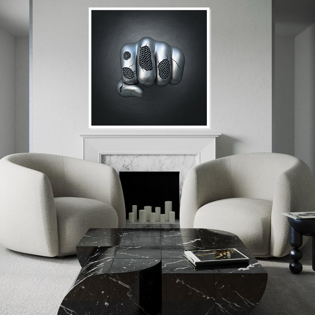 Metal Fist Canvas, Industrial Wall Art, Cracked Texture Design, Modern Art Canvas, Wall Art Canvas Design, Ready To Hang Decoration