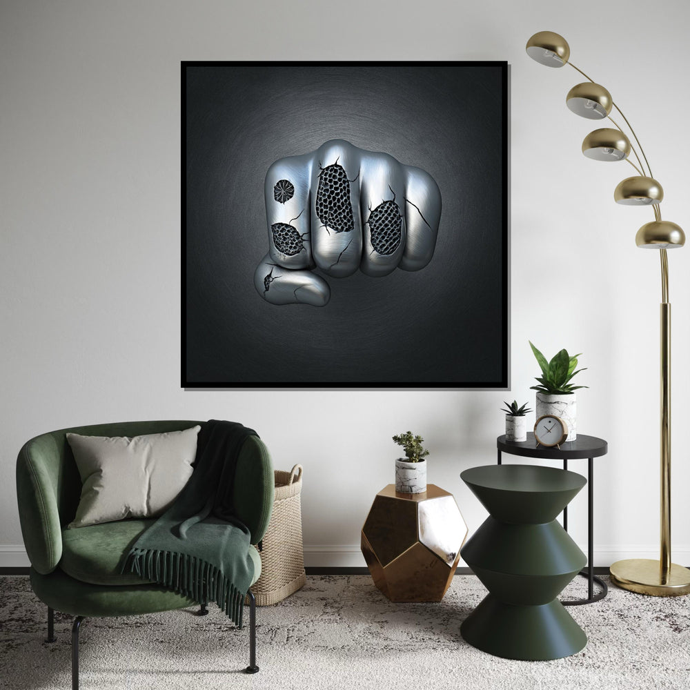 Metal Fist Canvas, Industrial Wall Art, Cracked Texture Design, Modern Art Canvas, Wall Art Canvas Design, Ready To Hang Decoration