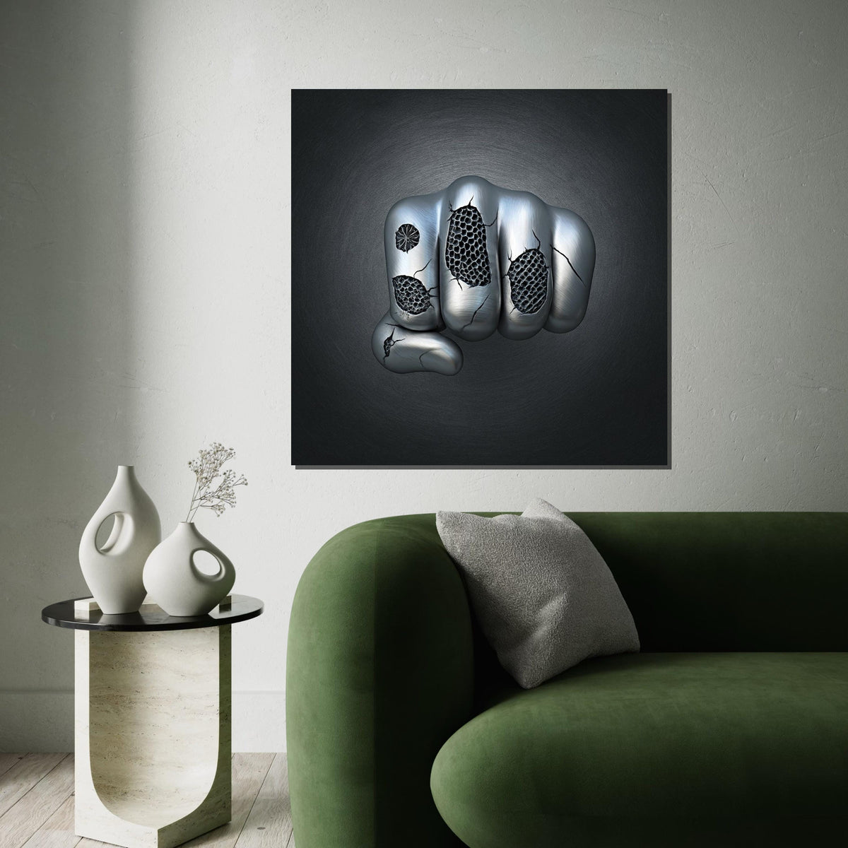 Metal Fist Canvas, Industrial Wall Art, Cracked Texture Design, Modern Art Canvas, Wall Art Canvas Design, Ready To Hang Decoration