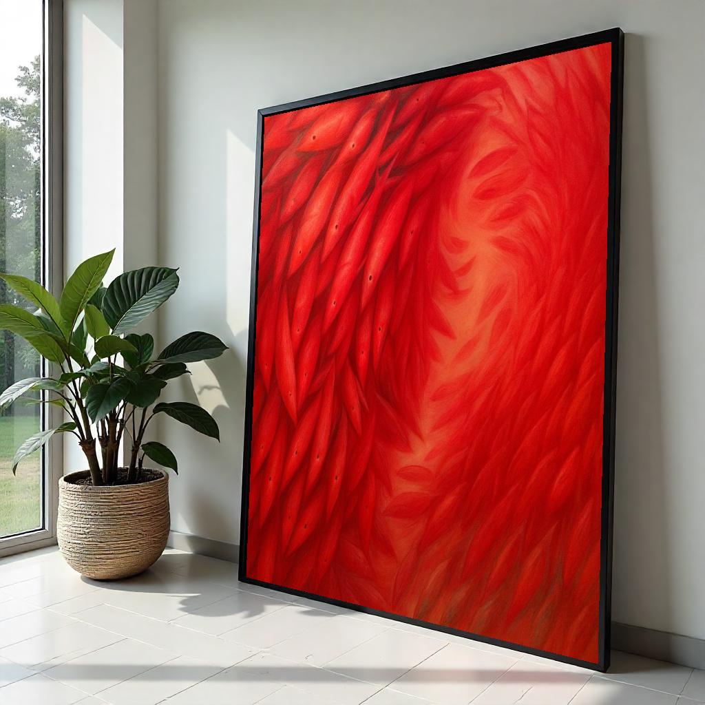 Red Swirl Fish Canvas, Abstract Fish Pattern, Vibrant Red Ocean Art, Wall Art Canvas Design, Ready To Hang Decor, Fish School Print