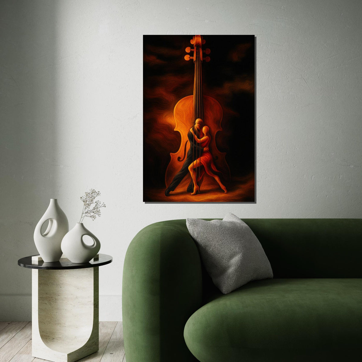 Dancing Couple Violin, Romantic Dance Canvas Art, Musical Embrace Wall Print, Wall Art Canvas Design, Ready to Hang Decoration