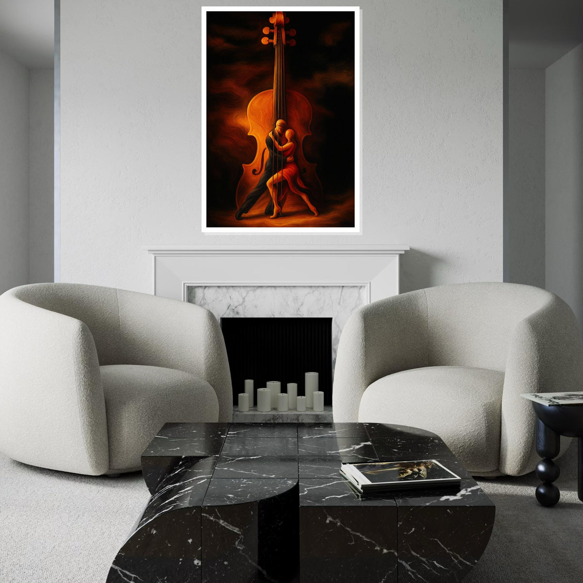 Dancing Couple Violin, Romantic Dance Canvas Art, Musical Embrace Wall Print, Wall Art Canvas Design, Ready to Hang Decoration